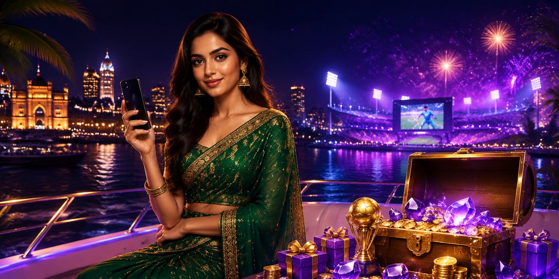 Indian woman placing cricket bet on mobile app wearing saree